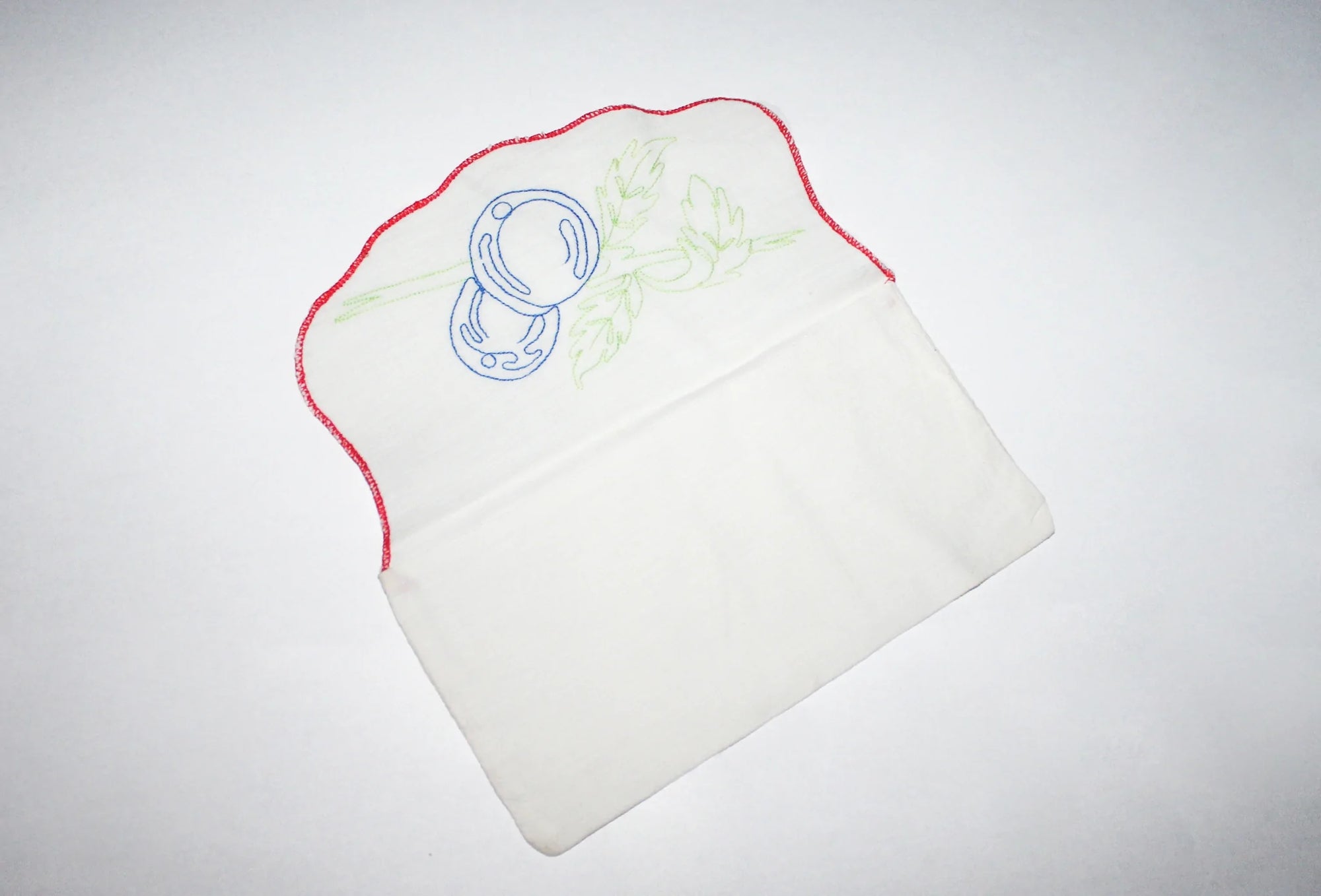 Embroidered French Linen Pouch